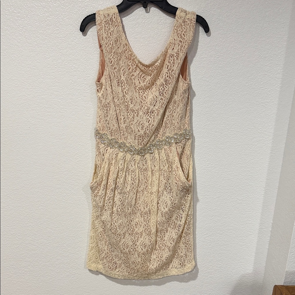 City Triangles Peach Lace Dress